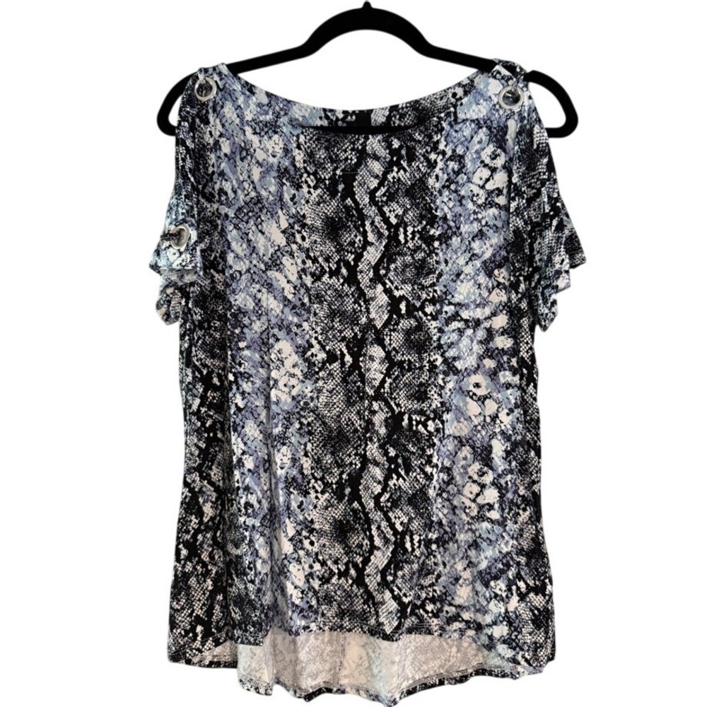 Cable & Gauge Snake Print‎ Cold Shoulder Top Womens M